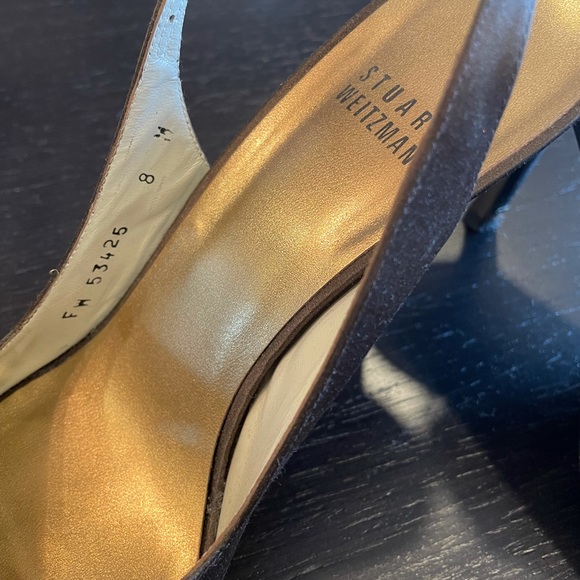 Stuart Weizmann Brown Silk Satin Heels US 8. - Picture 4 of 4